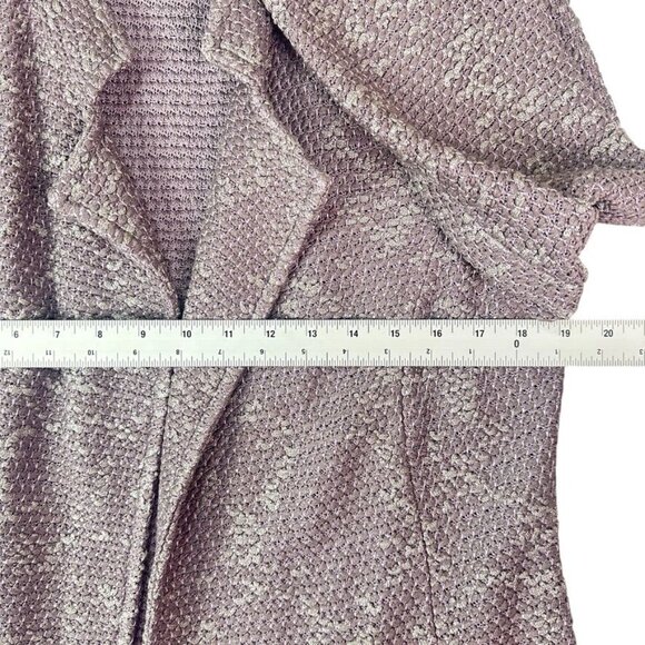 St. John Purple Metallic Textured Tweed Open Front Knit Blazer Jacket Size 12 - Picture 8 of 9